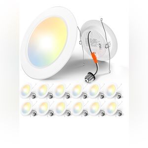 Amico Recessed Lighting 5/6 Inch, 12 Pack 5CCT Flat LED Can Lights, 2700K/3000K/